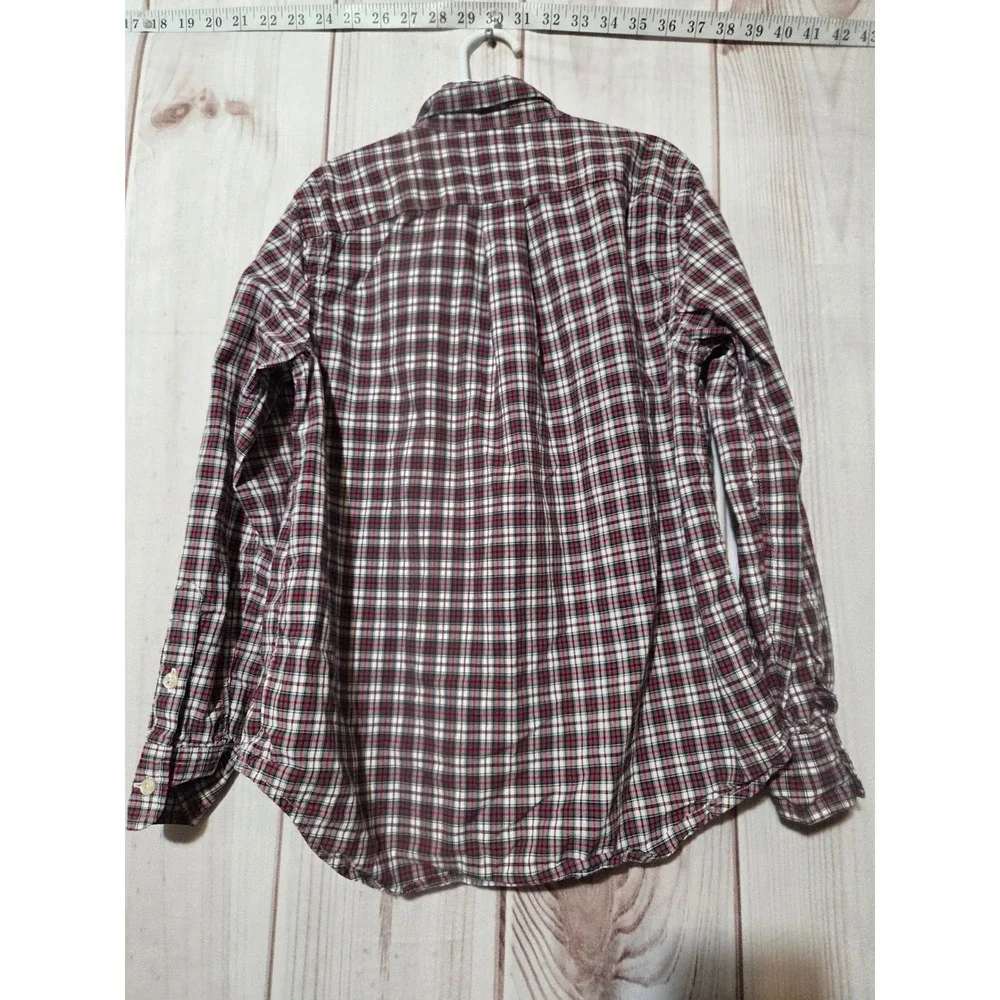 Ralph Lauren‎ Boys Red Plaid Cotton Button Down Shirt Size M 10-12 Long Sleeve